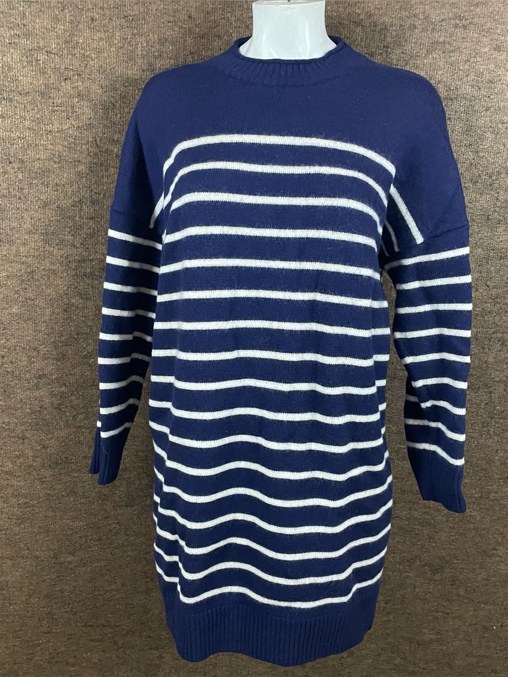 Polo Ralph Lauren Sweater Tunic Women XL Longline Blue Striped Merino Wool 194
